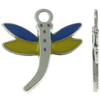 Zinc Alloy Animal Pendants Dragonfly platinum color plated enamel nickel lead & cadmium free Approx 2mm Sold By Bag