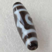 Naturlige tibetanske Agate Dzi Beads, Tibetansk agat, Oval, tre-eyed, Grade AAA, 11x37mm, Hole:Ca. 2mm, Solgt af PC