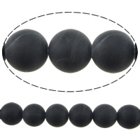 Natural Black Agaat kralen, Zwarte Agaat, Ronde, frosted, Grade AB, 8mm, Gat:Ca 0.8-1mm, Lengte Ca 15 inch, 20strengen/Lot, Ca 47pC's/Strand, Verkocht door Lot