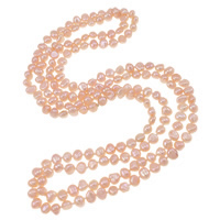 Prirodni Slatkovodni Ogrlica od bisera, Slatkovodni Pearl, prirodan, 2-cjedilu, roze, 4-8mm, Prodano Per Približno 48.5 inčni Strand