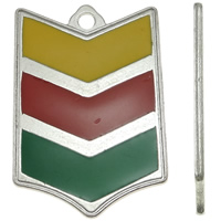 Cink ötvözet eszköz Medálok, Shield, platina színű bevont, zománc, nikkel, ólom és kadmium mentes, 27x40x2mm, Lyuk:Kb 2mm, 25PC-k/Bag, Által értékesített Bag