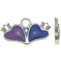 Pendentifs coeur en alliage de zinc, Placage de couleur platine, émail, protéger l'environnement, sans nickel, plomb et cadmium, 18x10x2mm, Trou:Environ 2mm, 25PC/sac, Vendu par sac