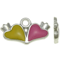 Pendentifs coeur en alliage de zinc, Placage de couleur platine, émail, protéger l'environnement, sans nickel, plomb et cadmium, 18x10x2mm, Trou:Environ 2mm, 25PC/sac, Vendu par sac