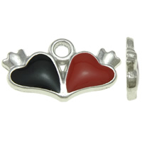 Pendentifs coeur en alliage de zinc, Placage de couleur platine, émail, protéger l'environnement, sans nickel, plomb et cadmium, 18x10x2mm, Trou:Environ 2mm, 25PC/sac, Vendu par sac