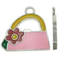 Zinc Alloy Handbag Pendants platinum color plated enamel nickel lead & cadmium free Approx 2mm Sold By Bag