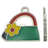 Zinc Alloy Handbag Pendants platinum color plated enamel nickel lead & cadmium free Approx 2mm Sold By Bag