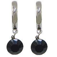 Huggie hoepel Drop Earrings, 316L roestvrij staal, met Tsjechische strass, 25mm, 7x9mm, Verkocht door pair