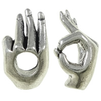 Coirníní European since Alloy, Sinc Alloy, Hand, dath airgid antique plátáilte, gan troll, nicil, luaidhe & caidmiam saor in aisce, 10x17x19mm, Poll:Thart 5mm, 10ríomhairí pearsanta/Mála, Díolta De réir Mála