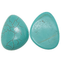 Cabochon turquoise naturelle, turquoise synthétique, dos plat, bleu turquoise, 25x35x8mm, Trou:Environ 1.5mm, 100PC/lot, Vendu par lot