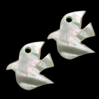 Natural White Shell Riipukset, Valkoinen kuori, Lintu, 20.50x22x2mm, Reikä:N. 2.8mm, 20PC/erä, Myymät erä