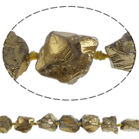 Natuurlijke Plating Quartz parels, Natuurlijke Quartz, Nuggets, gold plated, 21-26mm, Gat:Ca 3mm, Lengte Ca 15.7 inch, 5strengen/Lot, Ca 15pC's/Strand, Verkocht door Lot