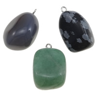 Gemstone Přívěsky Šperky, Drahokam, s Mosaz, smíšený, 22-31mm, Otvor:Cca 2.5mm, 20PC/Bag, Prodáno By Bag