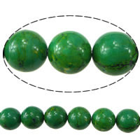 Turquesa blanco natural Abalorio, Esférico, verde oscuro, 10mm, agujero:aproximado 1.2mm, longitud aproximado 16 Inch, aproximado 19Strandsfilamento/KG, aproximado 40PCs/Sarta, Vendido por KG