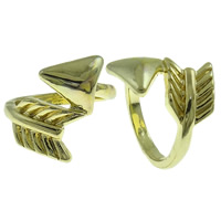 Zink Alloy Finger Ring, Arrow, guldfärg pläterade, olika storlek för val, nickel, bly och kadmium gratis, 17x22mm, Säljs av PC