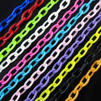 Acryl kettingen, ovale keten, gemengde kleuren, 8x13mm, Lengte 42 cm, 100strengen/Lot, 0.42m/Strand, Verkocht door Lot