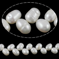 Rýže kultivované sladkovodní perle, Sladkovodní Pearl, přírodní, bílý, 7-8mm, Otvor:Cca 0.8-1mm, Prodáno za Cca 18.5 inch Strand