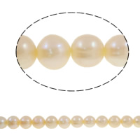 Runda odlad sötvattenspärla pärlor, Freshwater Pearl, naturlig, rosa, Grade AA, 9-10mm, Hål:Ca 0.8mm, Såld Per 15.5 inch Strand