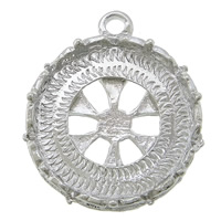 Liga de zinco Pendant Cabochon Ambiente, Roda plana, cromado de cor platina, níquel, chumbo e cádmio livre, 23x27.50x4.50mm, Buraco:Aprox 2mm, Diametro interno:Aprox 20mm, 100PCs/Lot, vendido por Lot