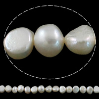 Barokní kultivované sladkovodní perle, Sladkovodní Pearl, Baroko, přírodní, bílý, 8-9mm, Otvor:Cca 0.8mm, Prodáno za Cca 14.2 inch Strand