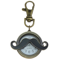 Sinc Alloy Féach keychain, le Gloine, Mustache, dath cré-umha antique plátáilte, brushed & cruan, nicil, luaidhe & caidmiam saor in aisce, 45x76x11mm, Poll:Thart 9x11.5mm, Fad Thart 3 Inse, 5Snáitheanna/Mála, Díolta De réir Mála