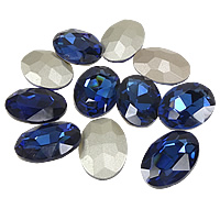 Crystal cabochons, Oval, dath airgid plated, Rivoli ar ais & ilghnéitheach, Montana, 18x25mm, 75ríomhairí pearsanta/Mála, Díolta De réir Mála