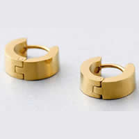 Huggie Hoepel Oorbel, 316L roestvrij staal, gold plated, 4x10mm, 10paren/Lot, Verkocht door Lot