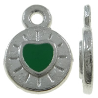 Zinc Alloy Flat Round Pendants platinum color plated enamel nickel lead & cadmium free Approx 1.5mm Sold By Bag