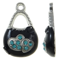 Zinc Alloy Handbag Pendants platinum color plated enamel & with rhinestone black nickel lead & cadmium free Approx 2mm Sold By Bag