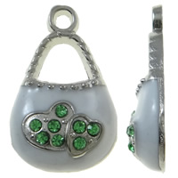 Zinc Alloy Handbag Pendants platinum color plated enamel & with rhinestone white nickel lead & cadmium free Approx 2mm Sold By Bag