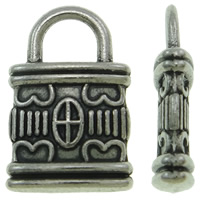 Cinko lydinio Lock Pakabukai, Cinko lydinys, Užraktas, antikvariniai sidabro spalva padengtas, nikelio, švino ir kadmio nemokamai, 10x15x3mm, Skylė:Apytiksliai 4x3mm, 100kompiuteriai/Krepšys, Pardavė Krepšys