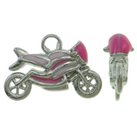 Køretøj Shaped Zinc Alloy Pendler, Motorcykel, platin farve forgyldt, emalje, nikkel, bly & cadmium fri, 21x14x6mm, Hole:Ca. 3mm, 100pc'er/Bag, Solgt af Bag