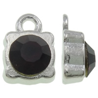 Zinc Alloy Rhinestone Pendler, Square, platin farve forgyldt, med rhinestone, mørklilla, nikkel, bly & cadmium fri, 8x12x5mm, Hole:Ca. 1.5mm, 100pc'er/Bag, Solgt af Bag