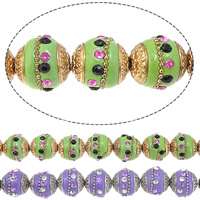 Indonesia Beads with Zinc Alloy Drum plated with rhinestone mixed colors nickel lead & cadmium free 6mm Approx 1.5mm Sold By Lot