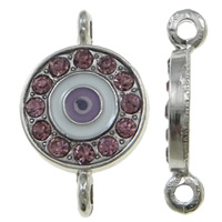 Zinc Alloy Connector Flat Round platinum color plated enamel & with rhinestone & 1/1 loop nickel lead & cadmium free Approx 1.5mm Sold By Bag