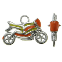 Køretøj Shaped Zinc Alloy Pendler, Motorcykel, platin farve forgyldt, emalje, nikkel, bly & cadmium fri, 21x14x6mm, Hole:Ca. 3mm, 100pc'er/Bag, Solgt af Bag