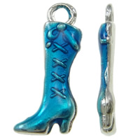 Zinc Alloy Shoes Pendants platinum color plated enamel blue nickel lead & cadmium free Approx 2mm Sold By Bag