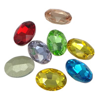 Cabochões de cristal, Oval, Rivoli volta & facetada, cores misturadas, 10x14mm, 336PCs/Bag, vendido por Bag