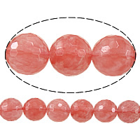 Cherry Quartz Perla, Krug, sintetički, faceted, 12mm, Rupa:Približno 1mm, Dužina Približno 15 inčni, 10pramenovi/Lot, Približno 32računala/Strand, Prodano By Lot