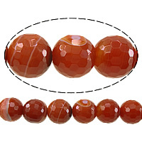 Prirodni Čipka Agate perle, čipke ahat, Krug, faceted, crven, 8mm, Rupa:Približno 1mm, Dužina Približno 15 inčni, 10pramenovi/Lot, Približno 50računala/Strand, Prodano By Lot