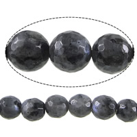 Perles en labradorite, Rond, facettes, 14mm, Trou:Environ 1.2-1.4mm, Longueur Environ 15 pouce, 5Strandstoron/lot, Environ 27PC/brin, Vendu par lot