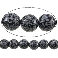 Perles obsidiennes flocon de neige, obsidien flocon de neige, Rond, normes différentes pour le choix & facettes, 14mm, Trou:Environ 1.2-1.4mm, Longueur Environ 15 pouce, Vendu par lot