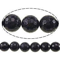 Blue Goldstone Beads, Ronde, gefacetteerde, 16mm, Gat:Ca 1.2-1.4mm, Lengte Ca 15 inch, 3strengen/Lot, Ca 25pC's/Strand, Verkocht door Lot