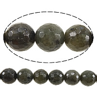 Perles en labradorite, Rond, facettes, 10mm, Trou:Environ 1mm, Longueur Environ 15 pouce, 5Strandstoron/lot, Environ 37PC/brin, Vendu par lot