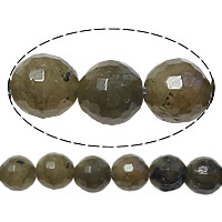 Perles en labradorite, Rond, facettes, 6mm, Trou:Environ 0.8mm, Longueur Environ 15 pouce, 10Strandstoron/lot, Environ 60PC/brin, Vendu par lot