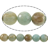 Perles amazonite, Rond, facettes, couleurs mélangées, 12mm, Trou:Environ 1.2mm, Longueur Environ 15 pouce, 5Strandstoron/lot, Environ 32PC/brin, Vendu par lot