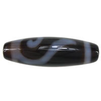 Coirníní Tibéidis dZi Agate Nádúrtha, Agate Tibéidis, Oval, Hook airgid & dhá ton, 11x39mm, Poll:Thart 2mm, Díolta De réir PC