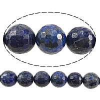 Naturlige lapis lazuli Bead, Runde, facetteret, 10mm, Hole:Ca. 1mm, Længde Ca. 15 inch, 5Strands/Lot, Ca. 37pc'er/Strand, Solgt af Lot