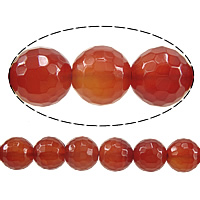 Red Agate Perla, Krug, faceted, 10mm, Rupa:Približno 1.5mm, Dužina Približno 15 inčni, 10pramenovi/Lot, Približno 38računala/Strand, Prodano By Lot