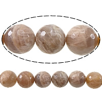 Sunstone Bead, Rund, fasetterad, 14mm, Hål:Ca 1.2-1.4mm, Längd Ca 15 inch, 2Strands/Lot, Ca 27PC/Strand, Säljs av Lot