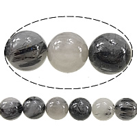 Rutilated Quartz Bead, Runde, 16mm, Hole:Ca. 2mm, Længde Ca. 16 inch, 3Strands/Lot, Ca. 25pc'er/Strand, Solgt af Lot